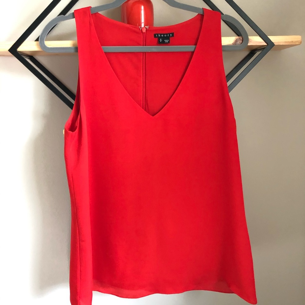 Theory S/P True Red Silk Tank